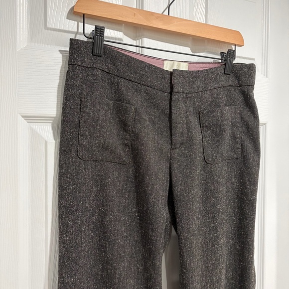 Anthropologie Elevenses Brown Women’s Dress Pants Button Ankle Wide Leg Trousers - Picture 2 of 10